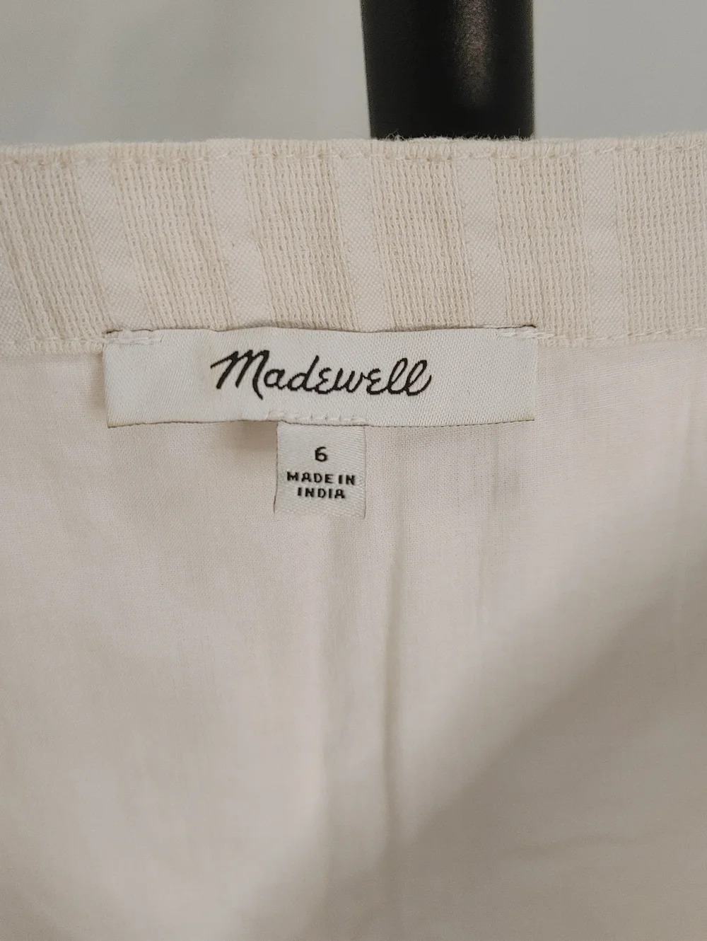Madewell Cream Textured Button Front Midi Dress Size 6 Puff Sleeve - Picture 4 of 11